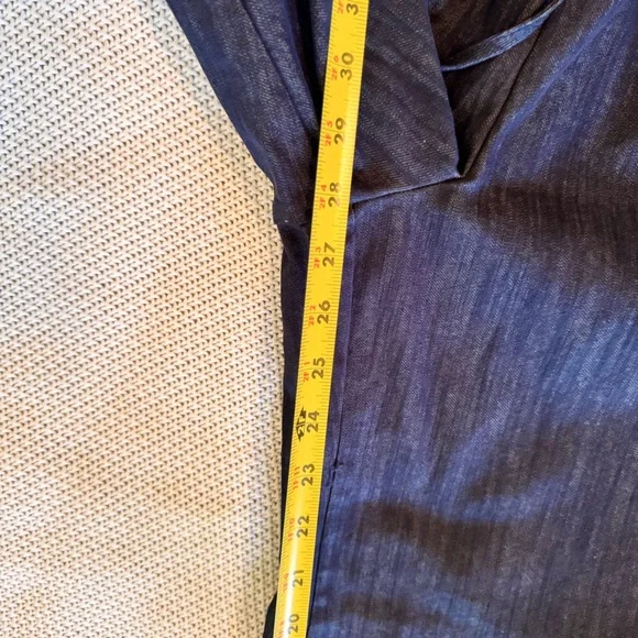 ZARA Blue Denim Wide Leg Drawstring Pull-on Pants w Red Side Stripe - Picture 8 of 9